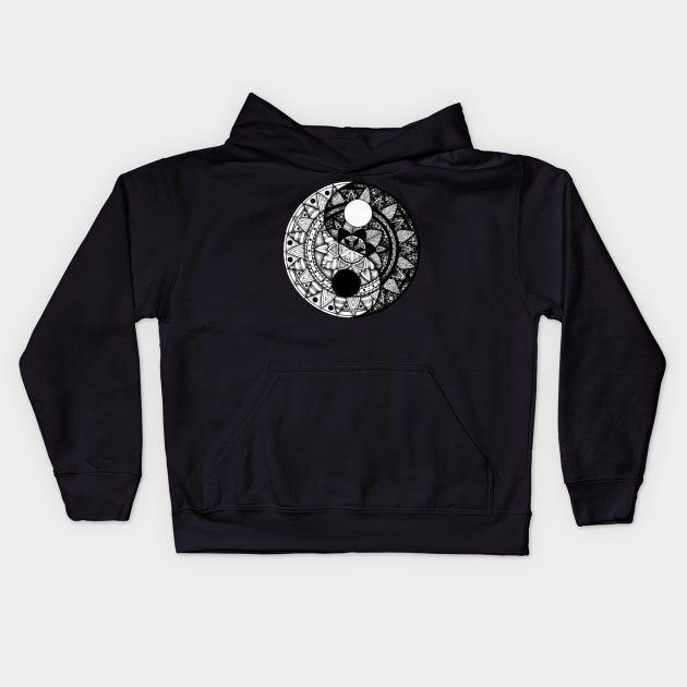 Yin Yang Mandala Kids Hoodie by Litedawn